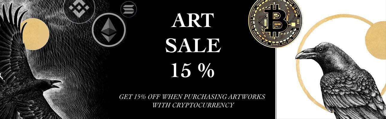 15% discount when purchasing paintings with cryptocurrency 15% discount when purchasing paintings with cryptocurrency